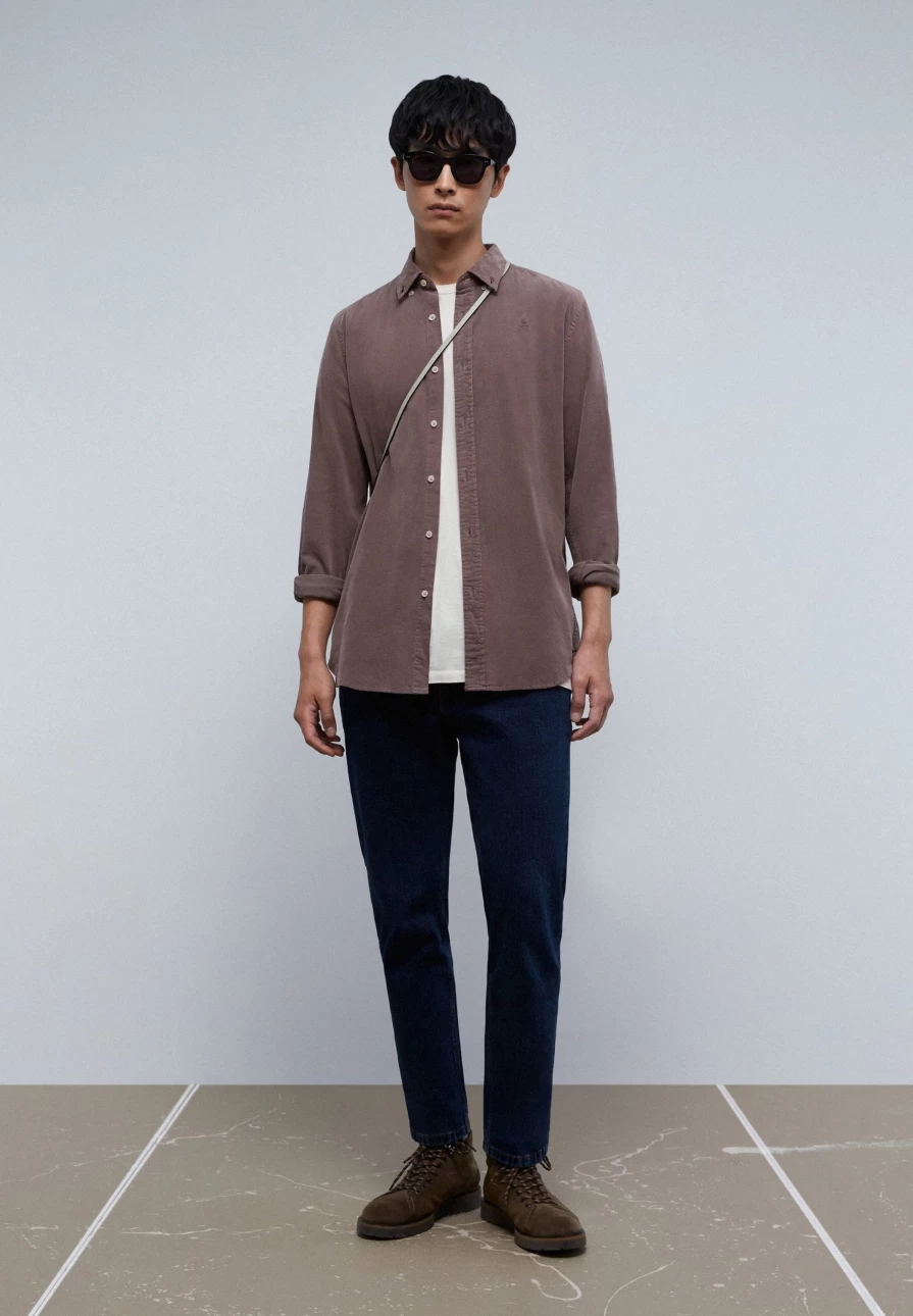 "ScalpersCompany Men's Skull Print Corduroy Shirt - Edgy Vintage Style"
