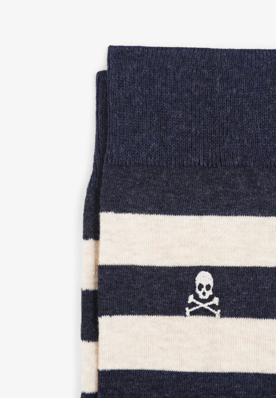 "ScalpersCompany Men's Striped Skull Socks - Edgy Skull Print Casual Socks for Men"