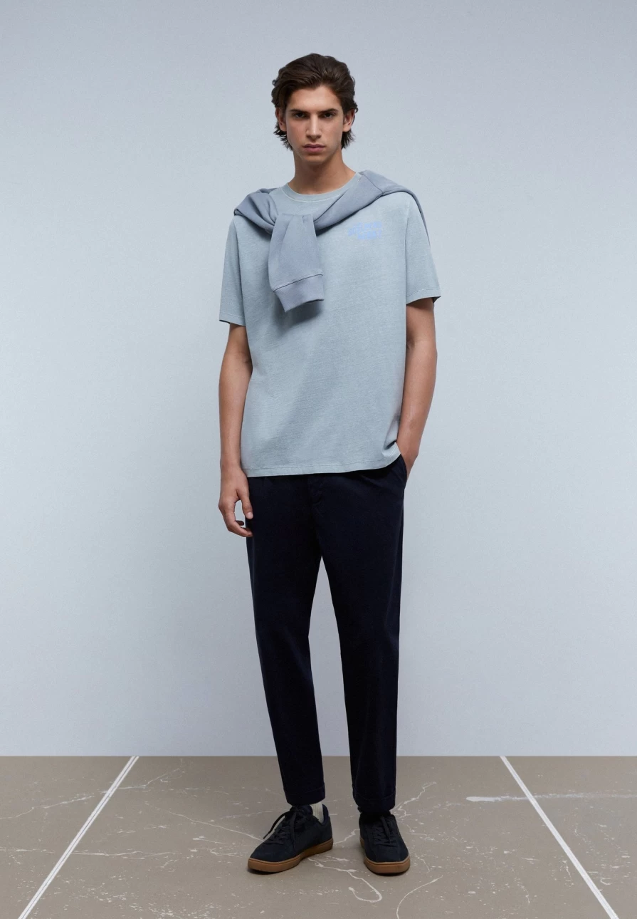 "ScalpersCompany Men's Grey Faded Print T-Shirt for Casual Wear"