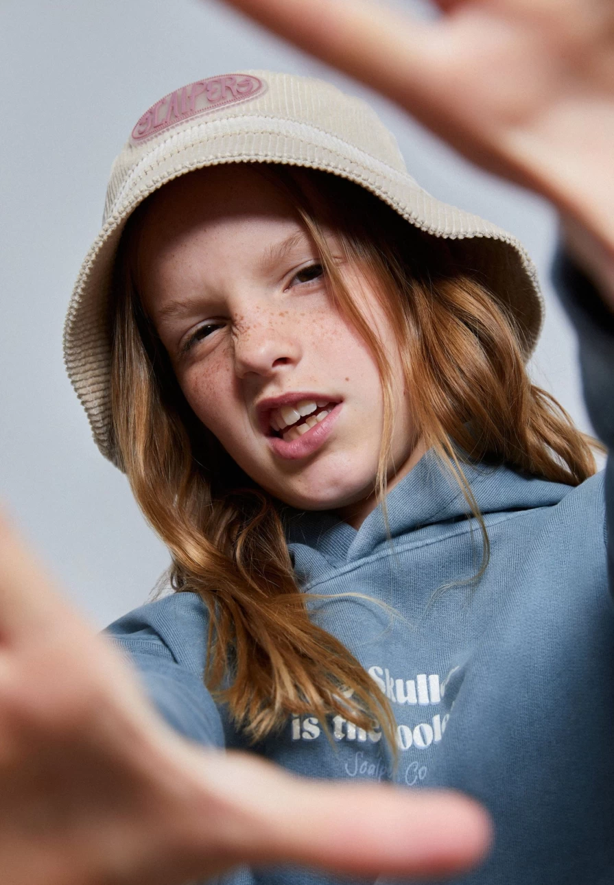 "Kids Blue Glitter Skull Sweatshirt | ScalpersCompany Back Print Hoodie"