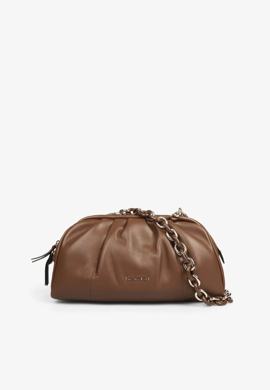 "ScalpersCompany Women's Ruched Leather Clutch Bag – Stylish & Elegant Handbag"