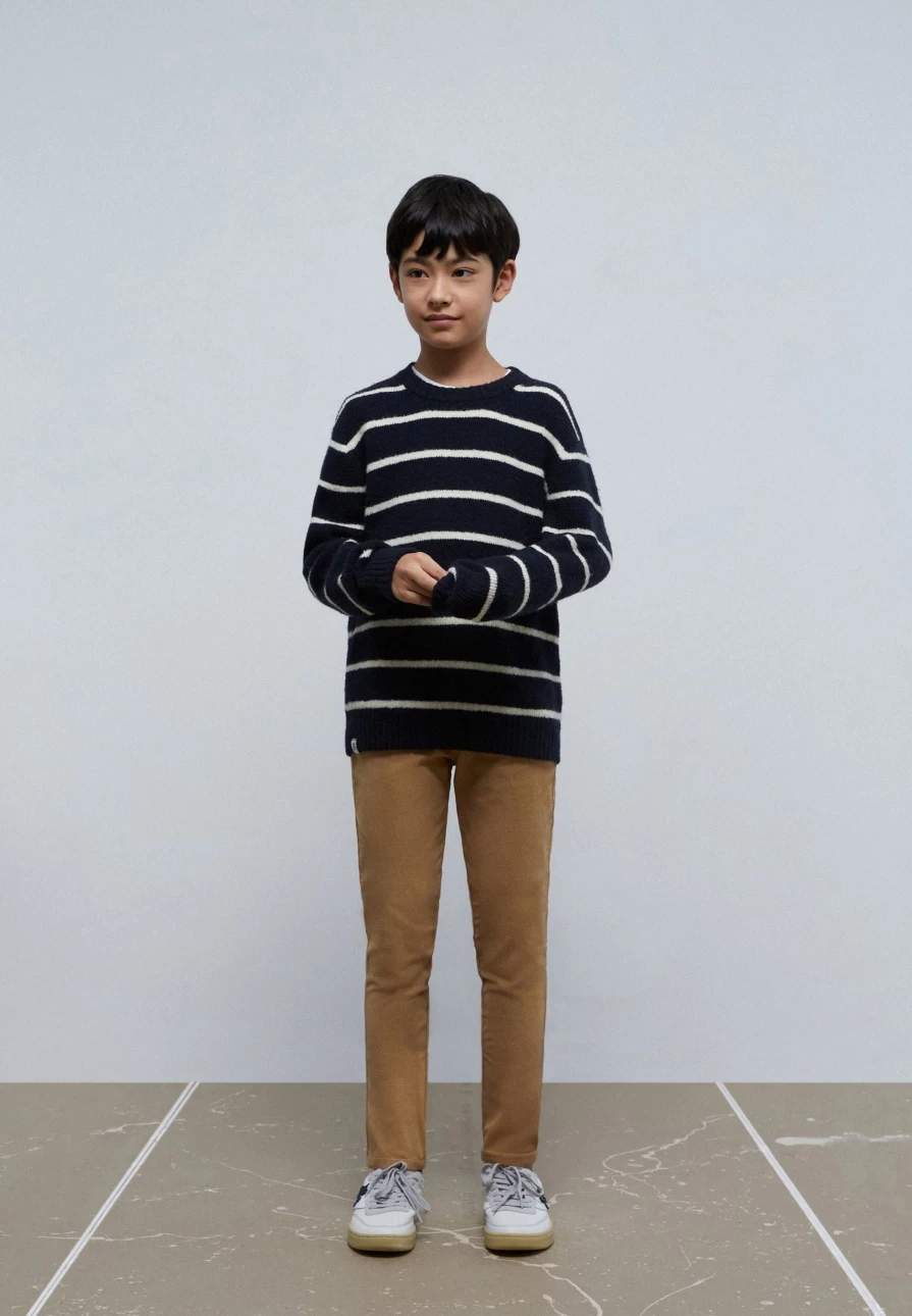 "ScalpersCompany Kids Navy Stripes Soft Striped Sweater"