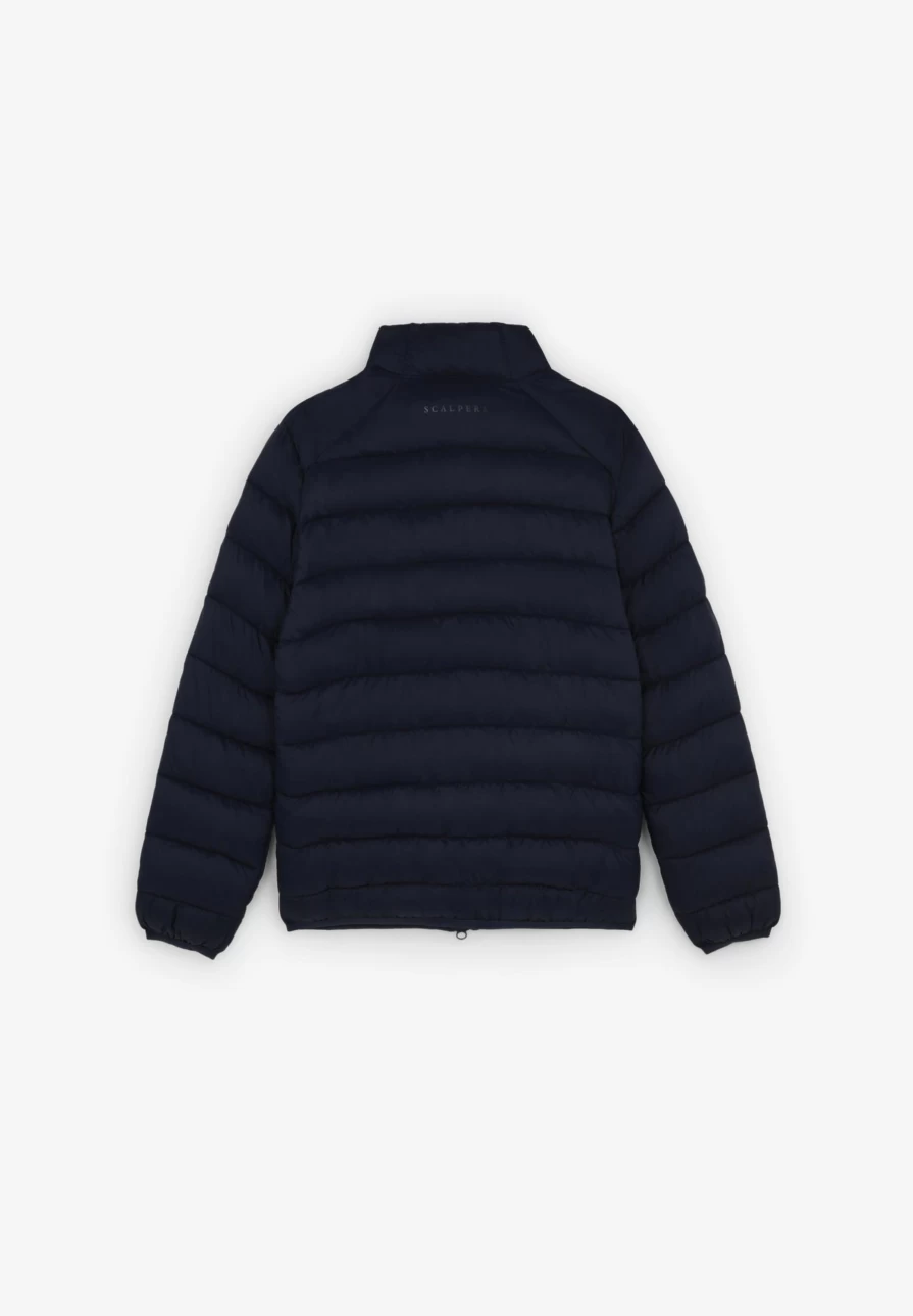 "ScalpersCompany Kids Navy Skull Print Puffer Jacket – Warm Winter Coat"