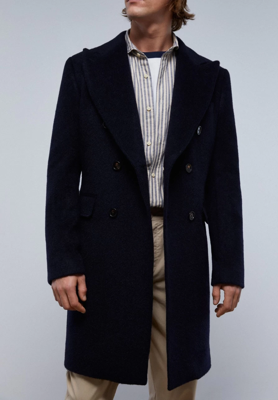 "ScalpersCompany Men's Double-Breasted Premium Wool Overcoat for Winter"