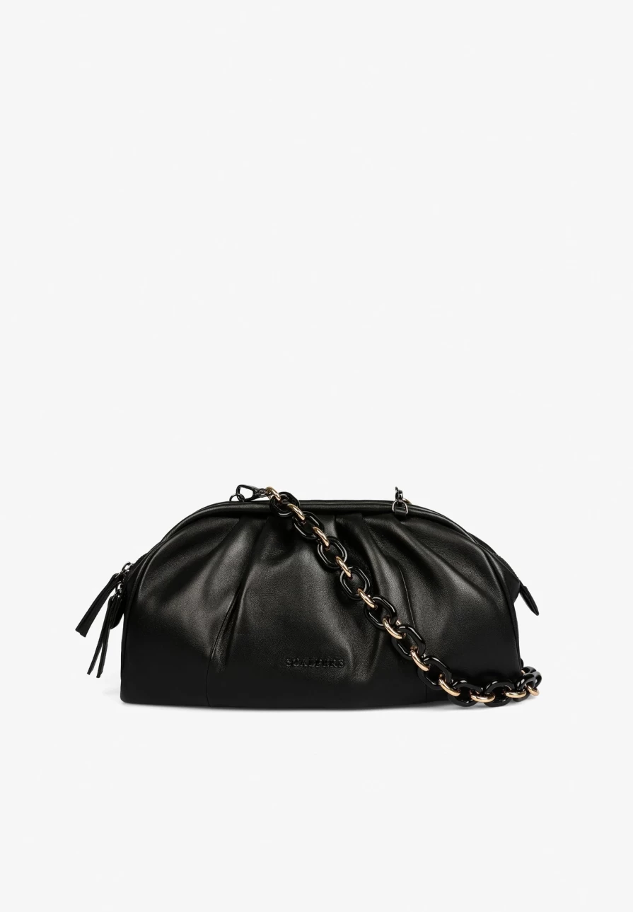 "ScalpersCompany Women's Ruched Leather Clutch Bag - Stylish & Elegant Handbag for Women"