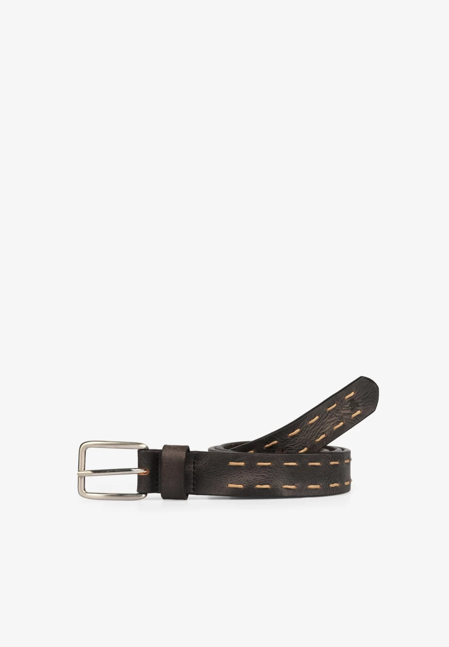 "ScalpersCompany Men's Genuine Leather Belt with Premium Topstitching - Stylish & Durable"