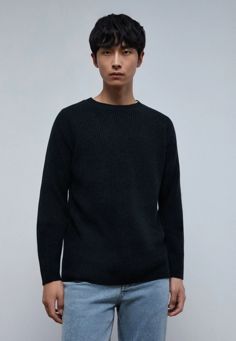 "Scalpers Company Men's Ribbed Knit Sweater with Raglan Sleeves"