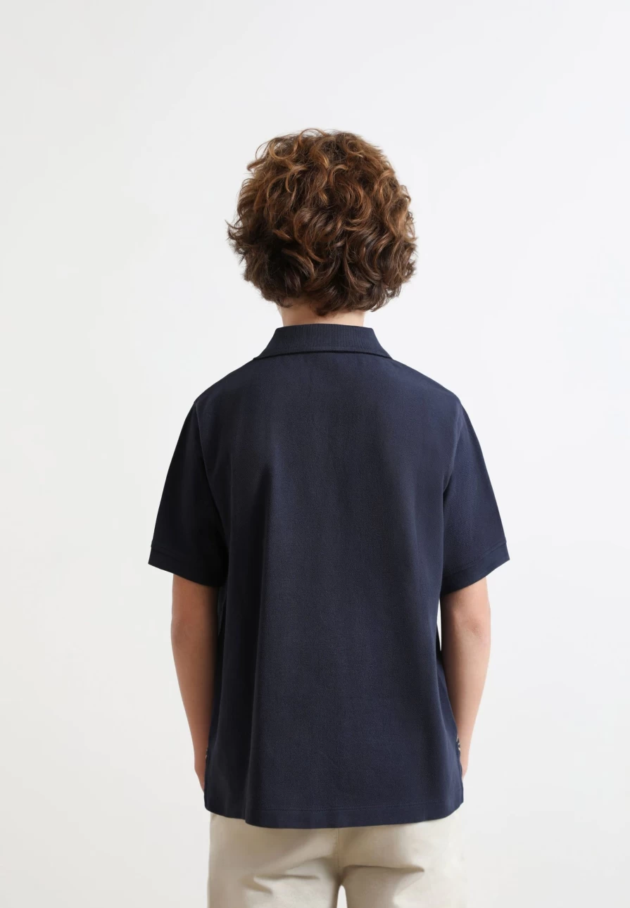 "ScalpersCompany Kids Navy Basic Polo Shirt with Skull Design"