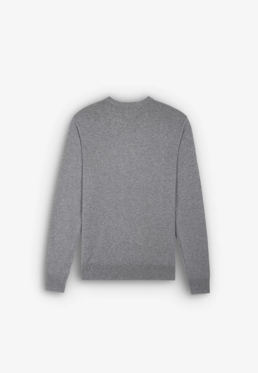 "ScalpersCompany Men's Grey Melange Skull Print Round Neck Sweater"