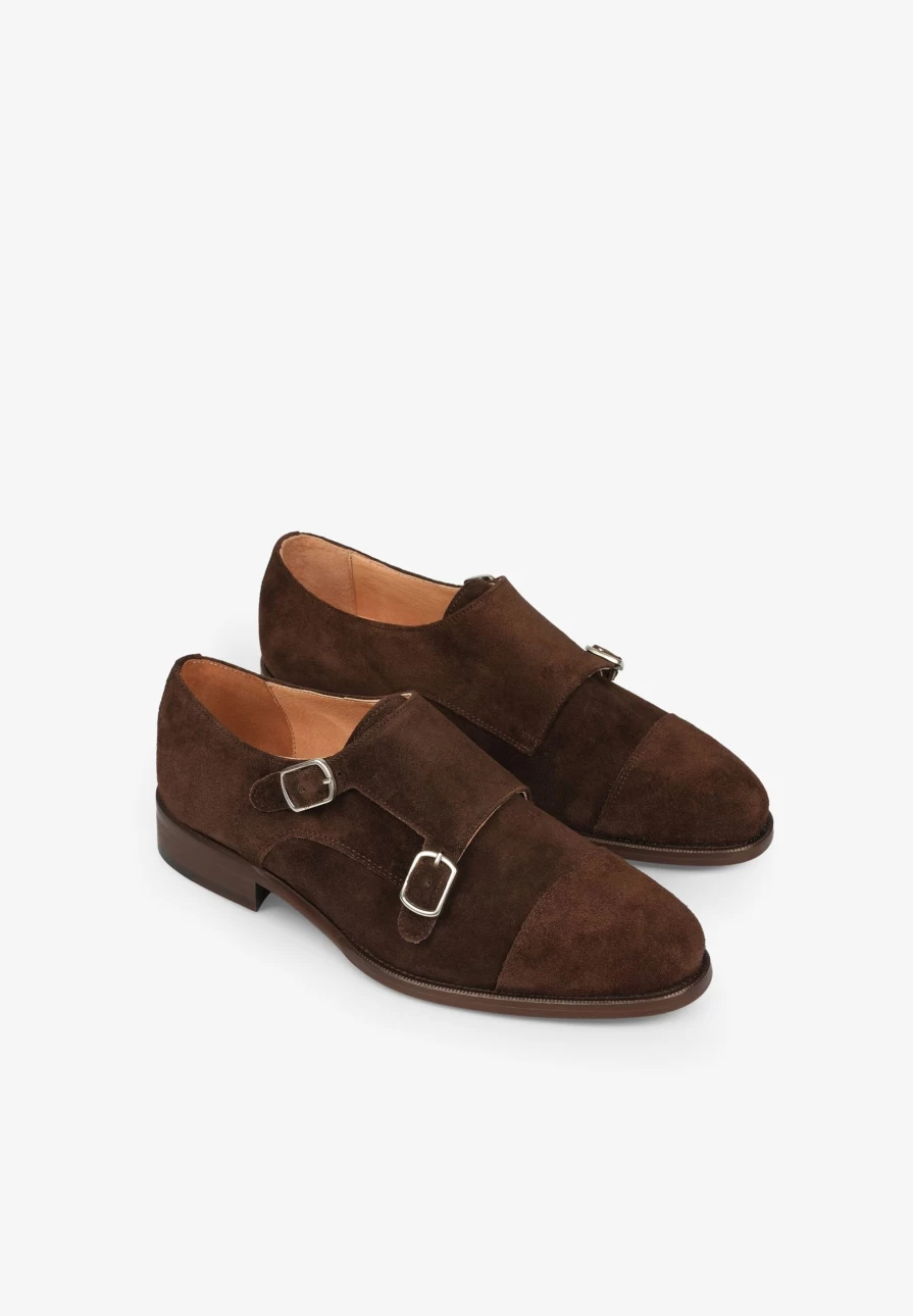 "ScalpersCompany Men's Dark Brown Double Monk Strap Dress Shoes"
