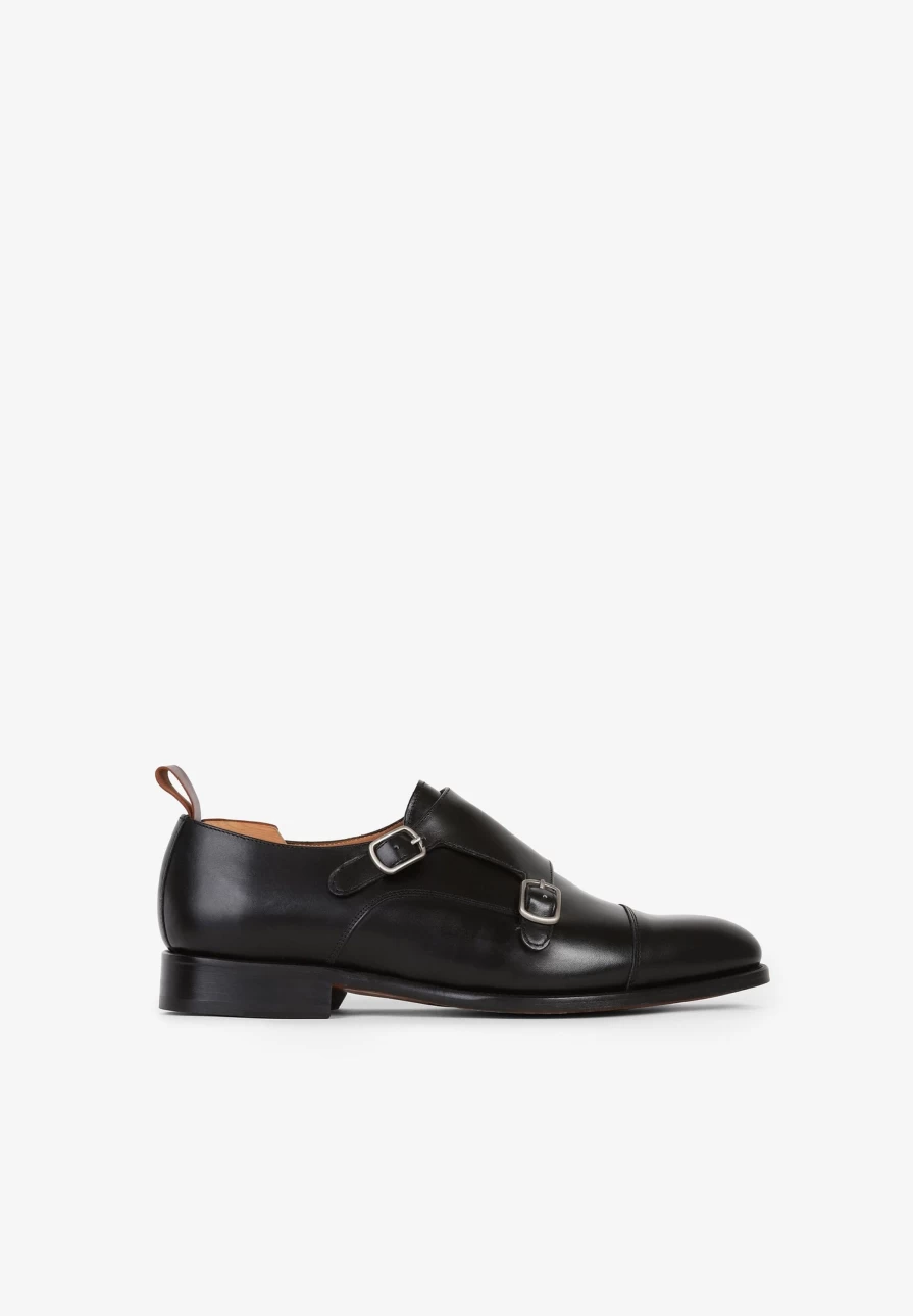 "ScalpersCompany Men's Black Smart Double Monk Strap Dress Shoes"