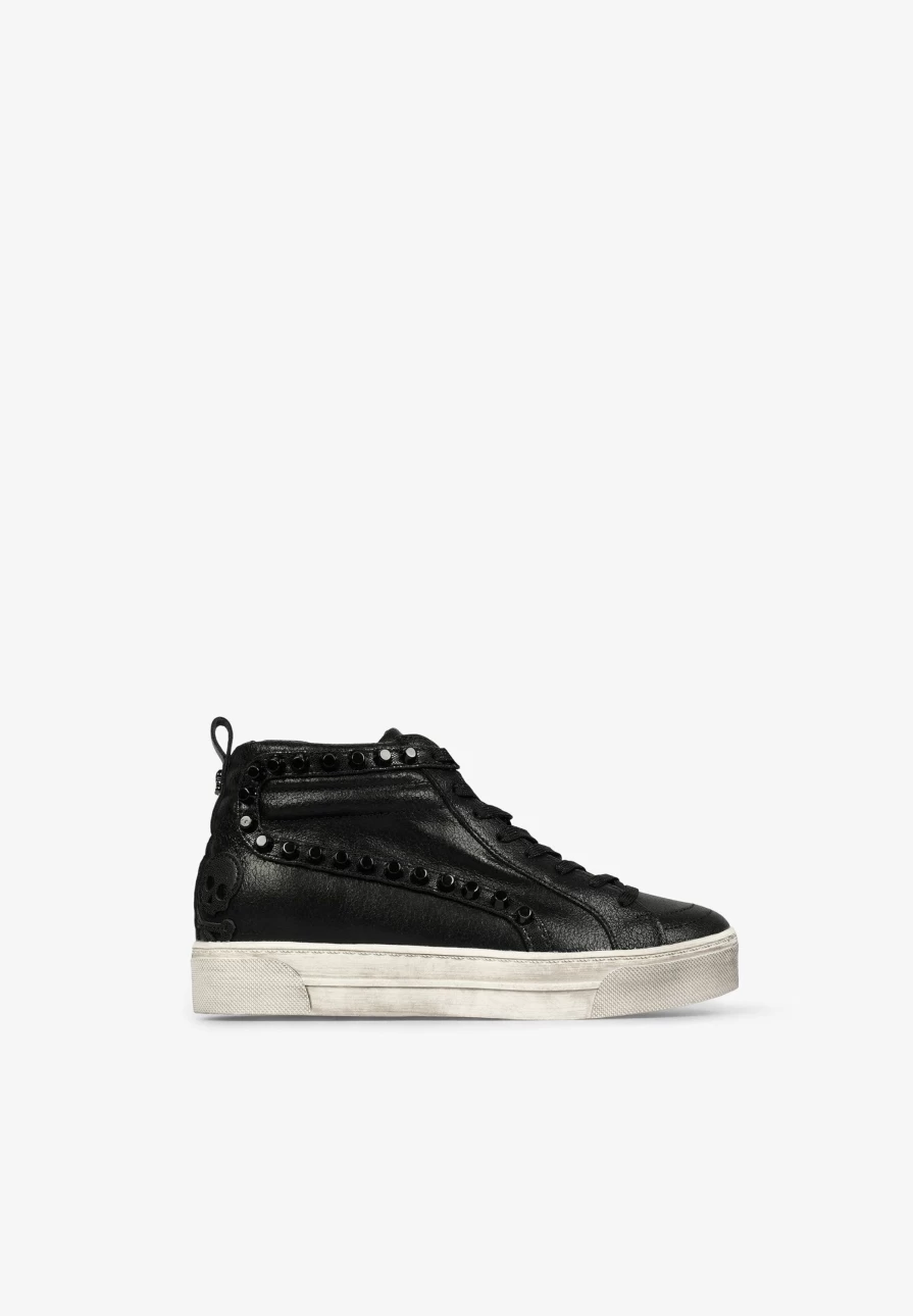 "ScalpersCompany Women's High Top Studded Sneakers - Edgy Fashion Streetwear Shoes"