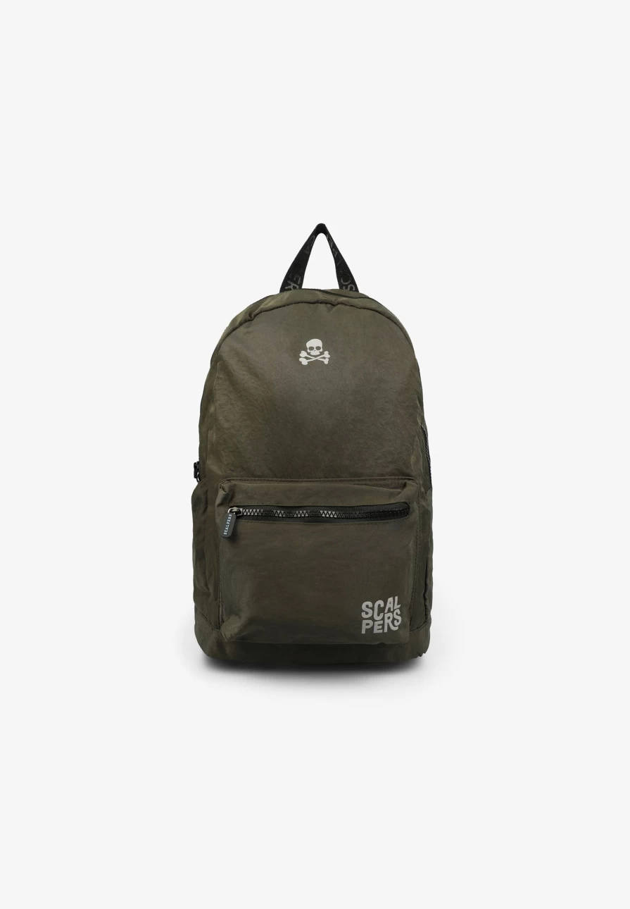 "ScalpersCompany Kids Khaki Skull Print Basic Backpack"