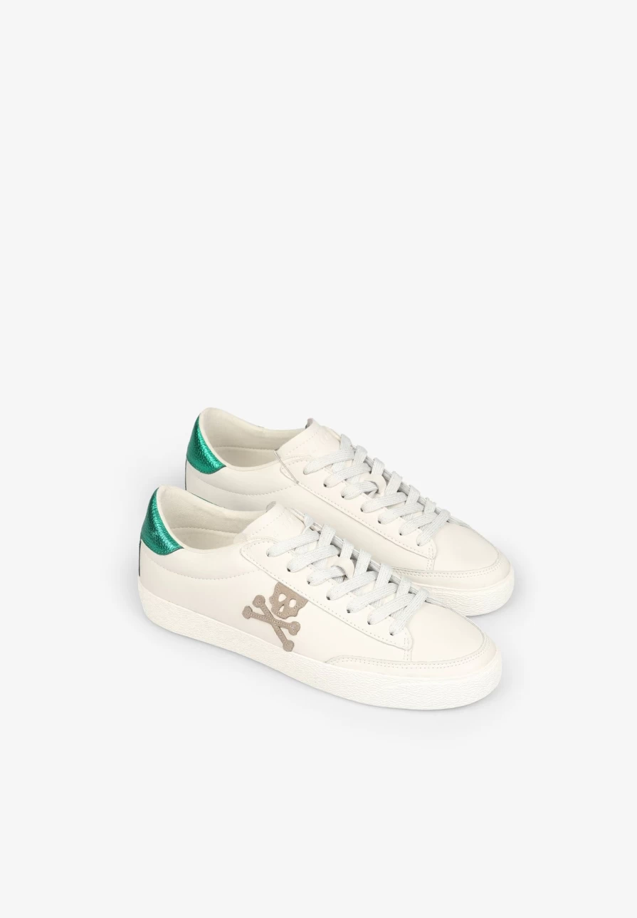 "ScalpersCompany Women's Low Top Sneakers with Metallic Accents - Stylish Casual Shoes"